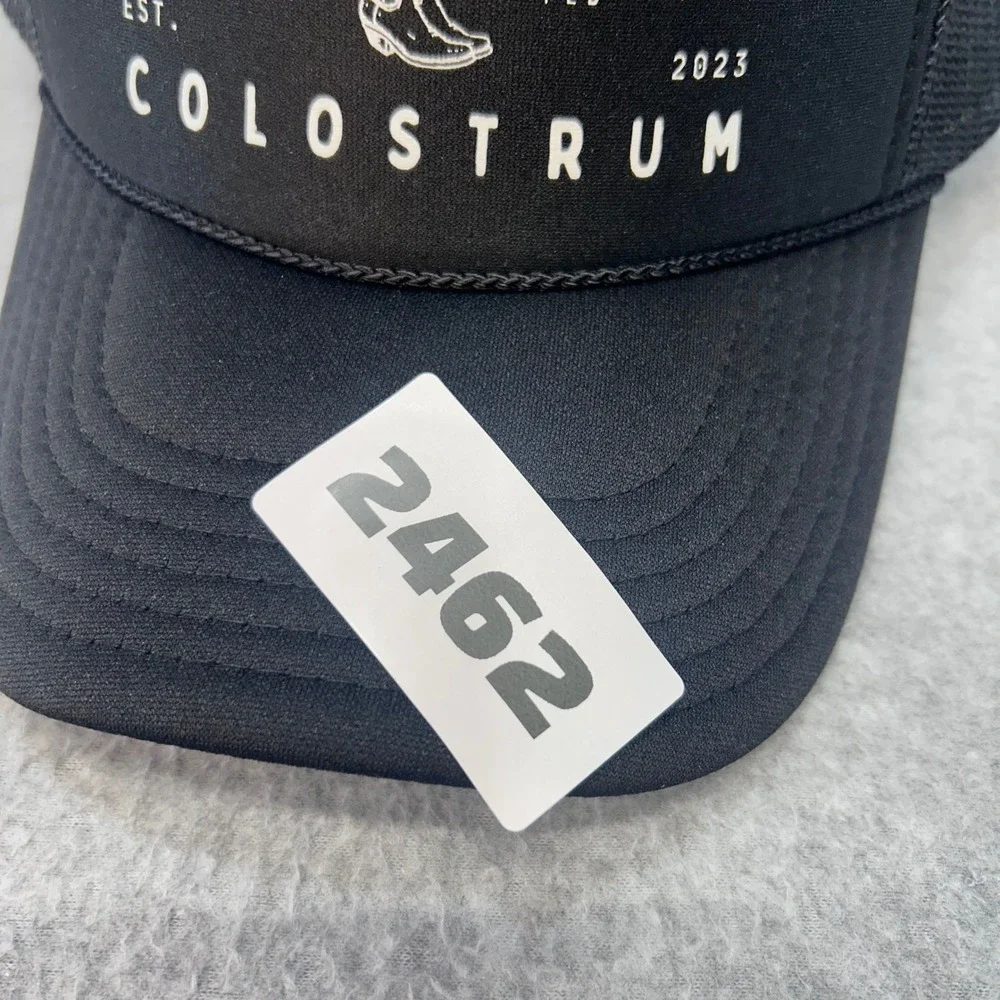 Cowboy Colostrum Mens Black Otto Trucker Hat Snapback Western Grass Fed OSFM
